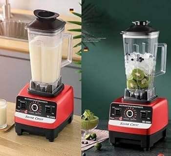 Silver Crest Blender making fruit smoothies with strawberries and bananas