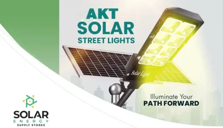 AKT solar street light illuminating a Nigerian road at night