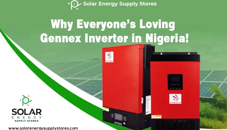 Gennex inverter mounted on a wall with connected solar battery system in Nigeria