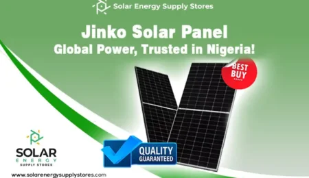 Jinko Solar panel installation on a rooftop in Nigeria, showcasing high-efficiency solar modules