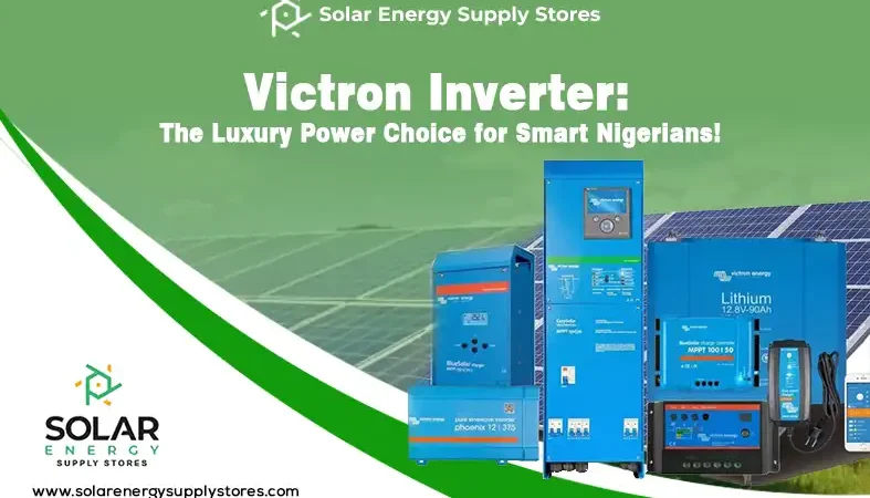 Victron inverter installed in a solar power setup with battery and charge controller